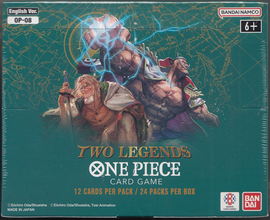 One Piece Booster Box One Piece Card Game Booster Pack OP08 Two Legends (English, Bandai, Factory Sealed) One Piece Booster Box One Piece Card Game Booster Pack OP08 Two Legends (English, Bandai, Factory Sealed)