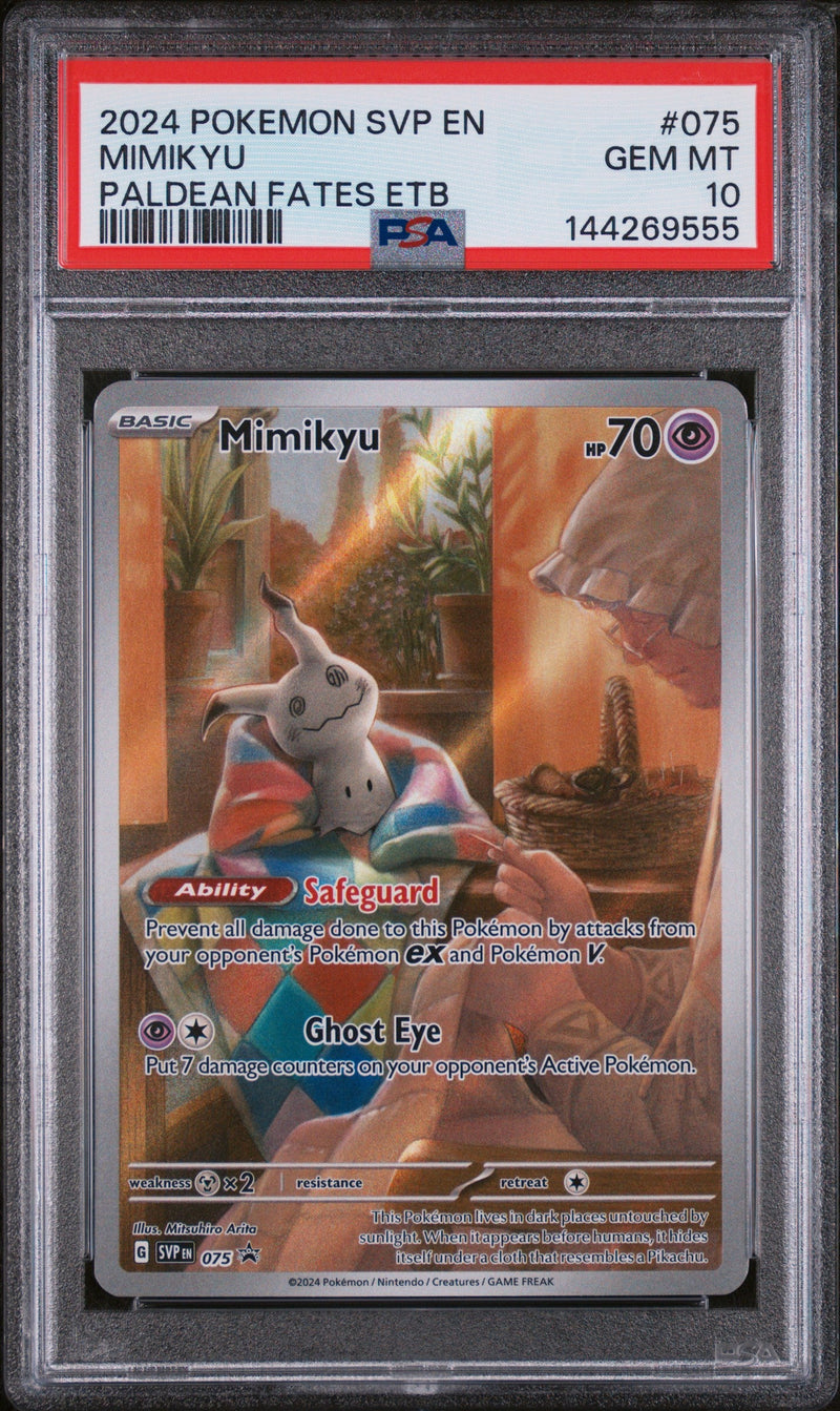 2024 Pokémon SVP EN Black Star Promo Mimikyu #075 Paldean Fates ETB PSA 10