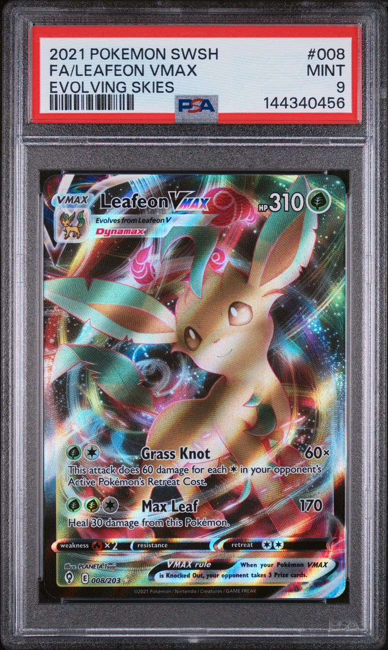 2021 Pokemon Sword & Shield Evolving Skies #008 FA/Leafeon VMAX PSA 9