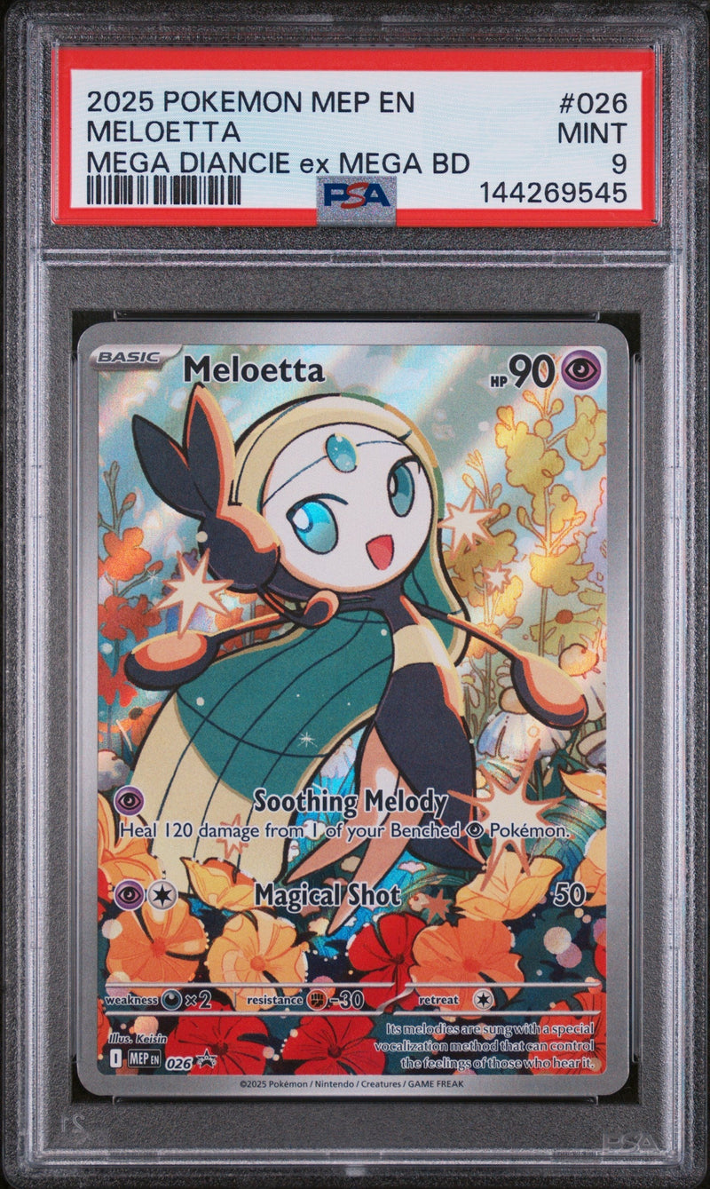 2025 Pokemon MEP EN Meloetta #026 Mega Diancie ex Mega BD PSA 9
