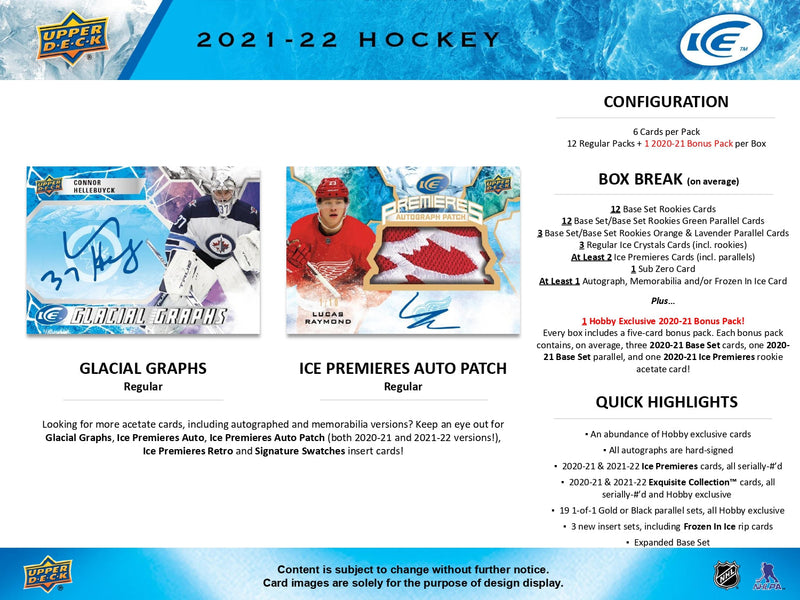 2021/22 Upper Deck ICE Hockey Hobby Pack