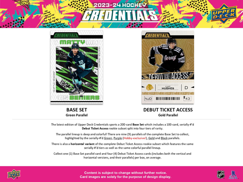 2023/24 Upper Deck Credentials Hockey Hobby Pack