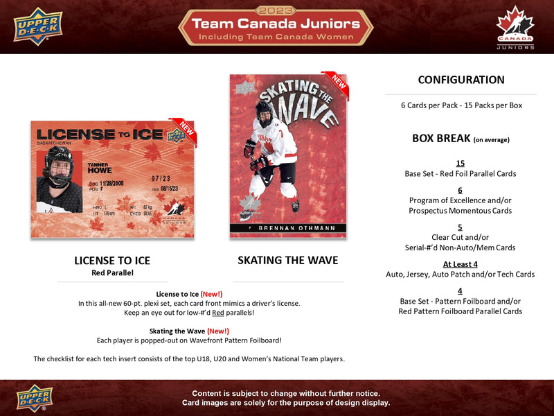 2023 Upper Deck Team Canada Juniors Hockey Hobby Box