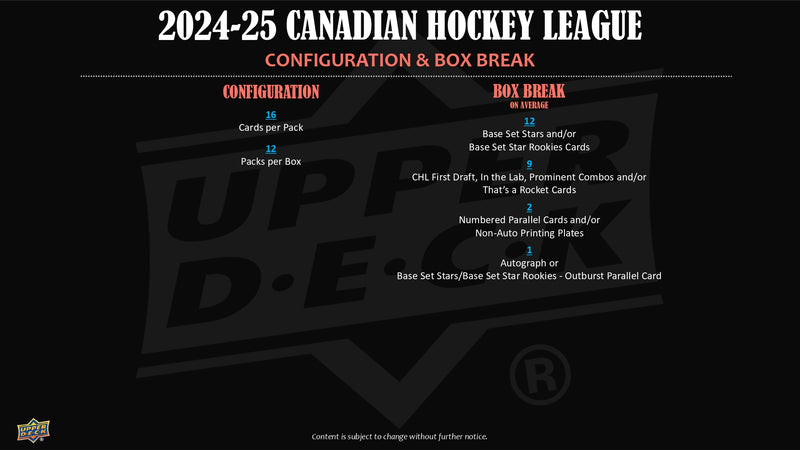 2024/25 Upper Deck CHL Hockey Hobby Pack