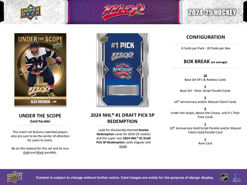 2024/25 Upper Deck MVP Hockey Hobby Pack