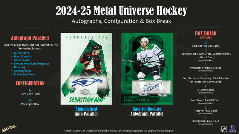 2024/25 Upper Deck Skybox Metal Universe Hockey Pack
