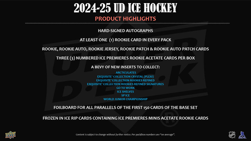 2024/25 Upper Deck ICE Hockey Hobby Pack