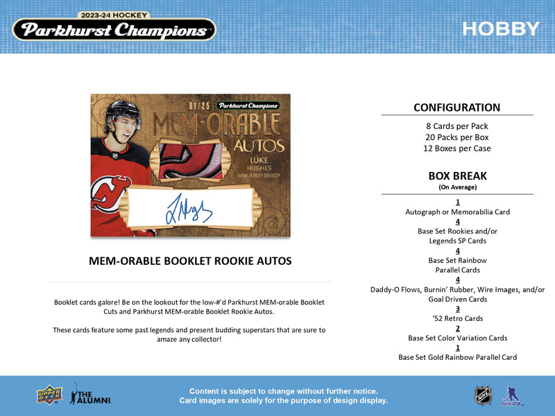 2023/24 Upper Deck Parkhurst Champions Hockey Hobby Box