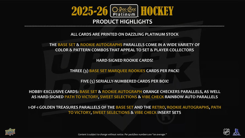2025/26 Upper Deck O-Pee-Chee Platinum Hockey Hobby Box
