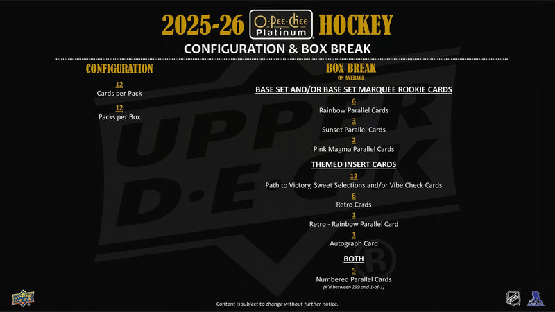 2025/26 Upper Deck O-Pee-Chee Platinum Hockey Hobby Box