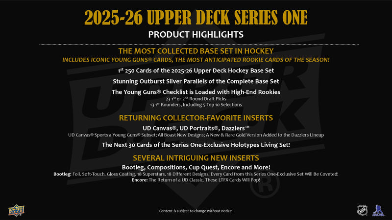 2025/26 Upper Deck Series 1 Hockey 12-Tin Retail Case