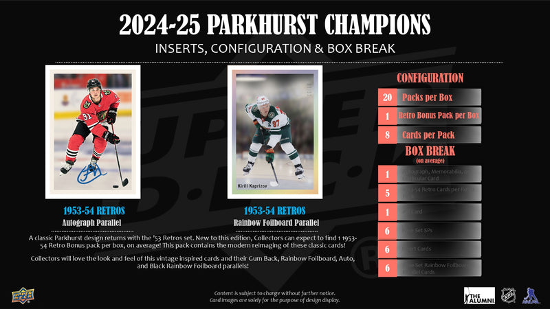 2024/25 Upper Deck Parkhurst Champions Hockey Hobby Box