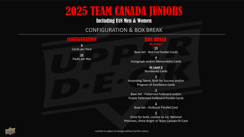 2025 Upper Deck Team Canada Juniors Hobby Pack