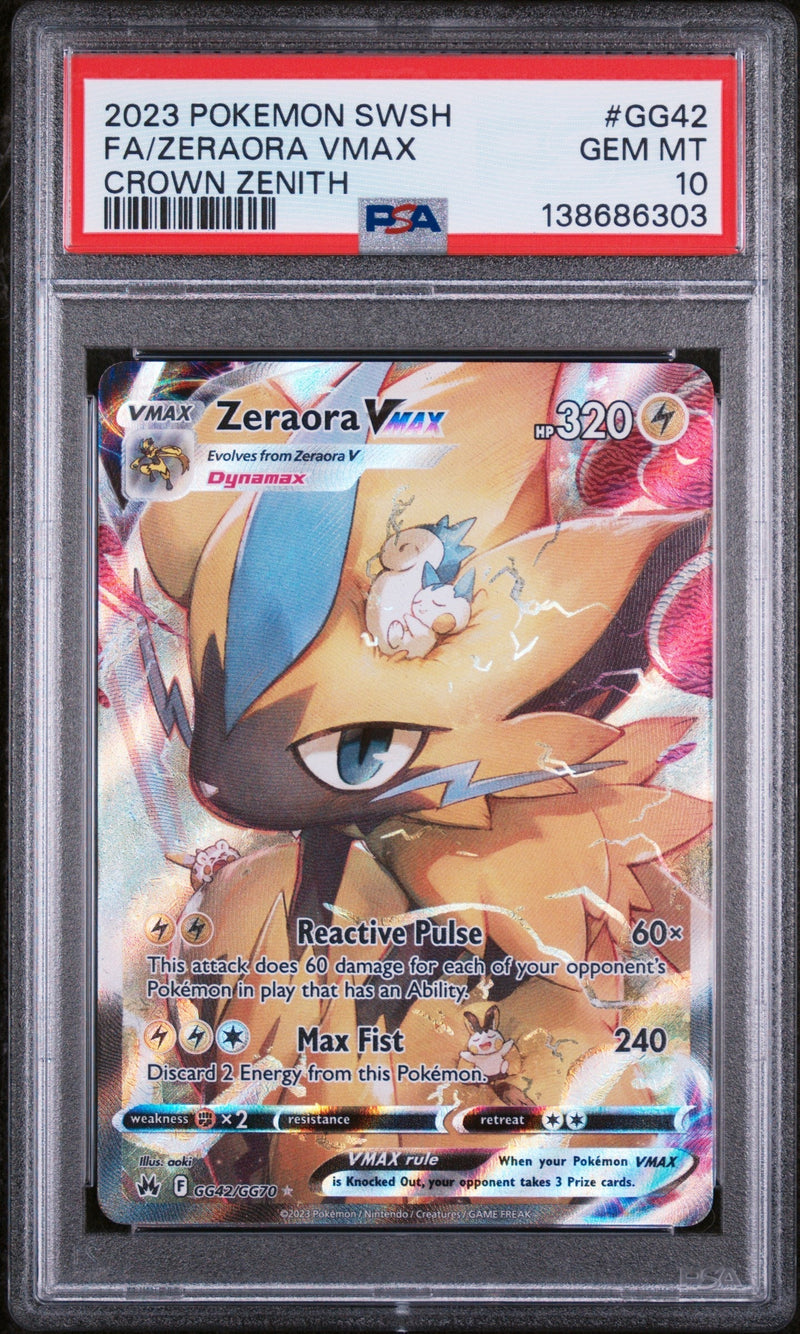 2023 Pokemon Sword & Shield Crown Zenith FA/Zeraora VMAX #GG42 PSA 10