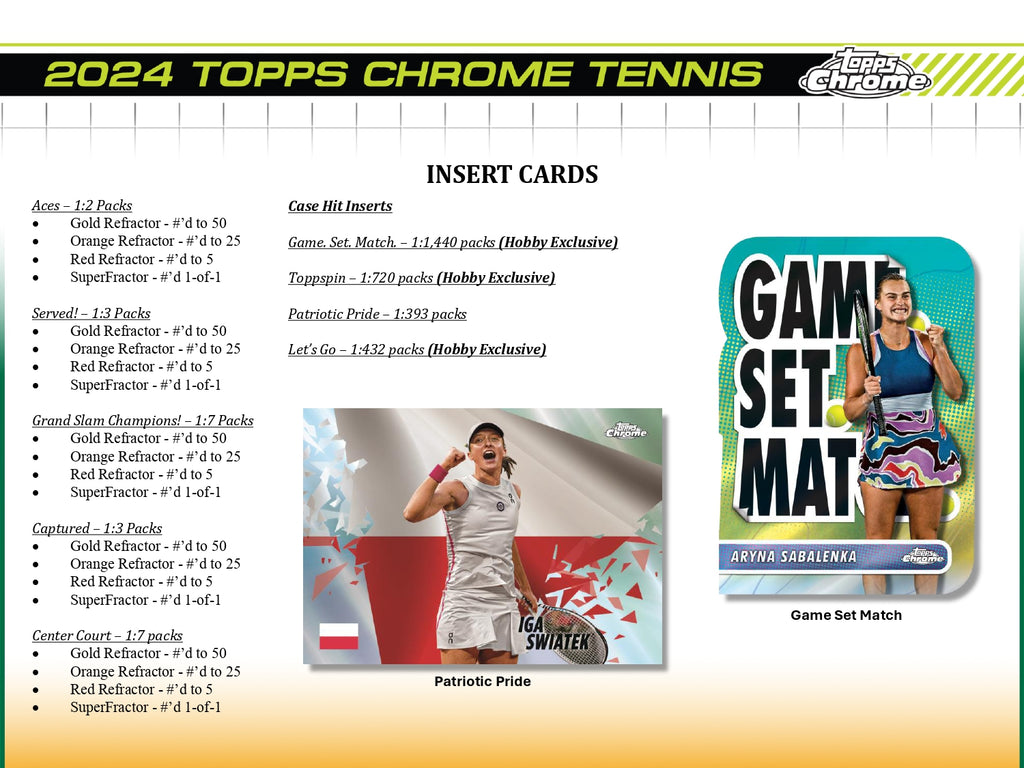 2024 Topps Chrome Tennis Hobby Box Maple Leaf Sports