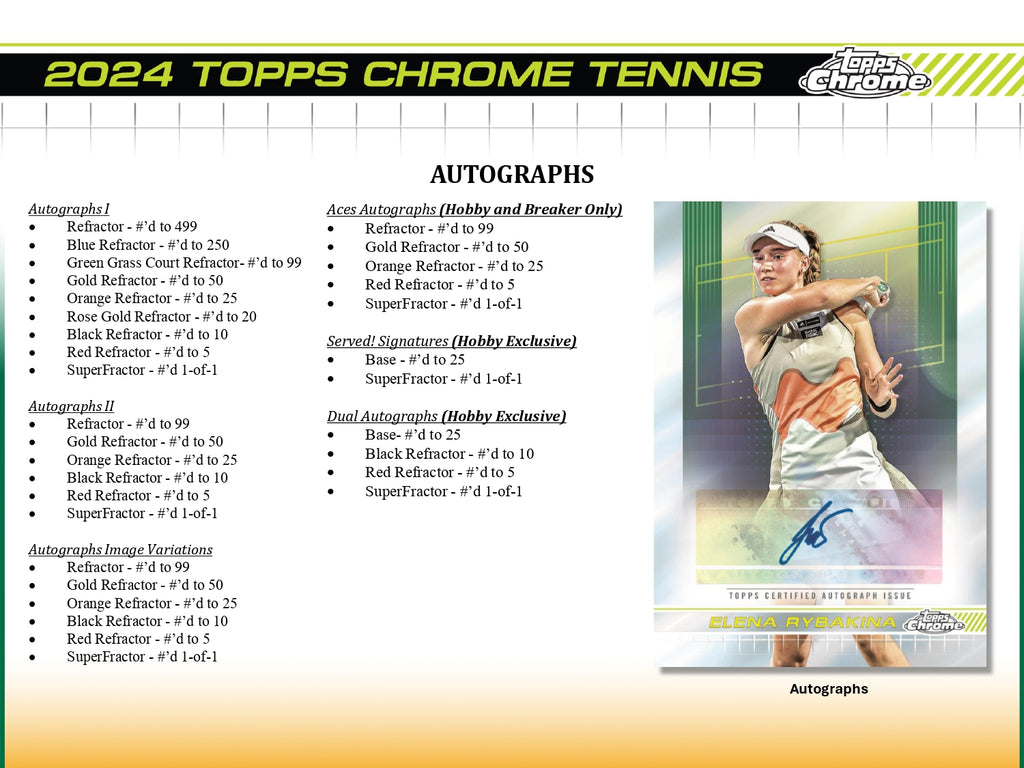 2024 Topps Chrome Tennis Hobby Box Maple Leaf Sports