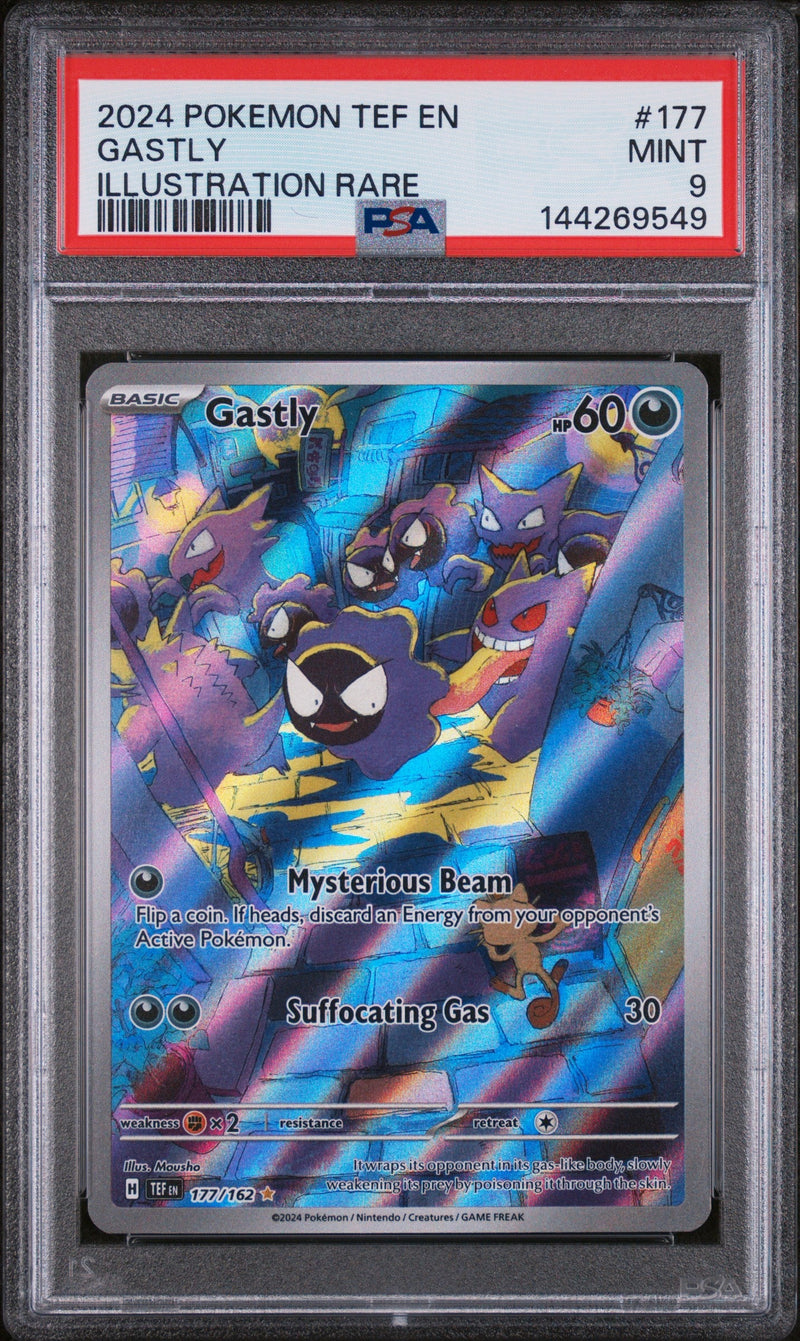 2024 Pokemon TEF EN - Temporal Forces #177 Gastly Illustration Rare PSA 9
