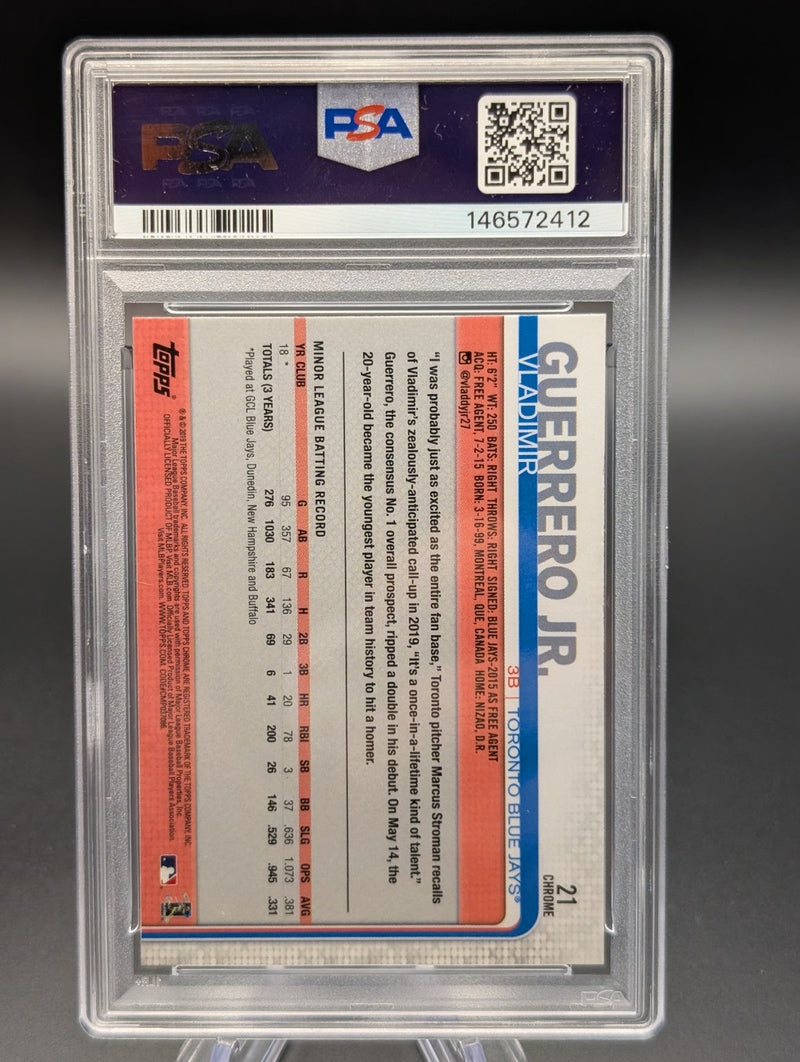 2019 Topps Chrome Update #21 Vladimir Guerrero Jr. RC PSA 10 Gem Mint