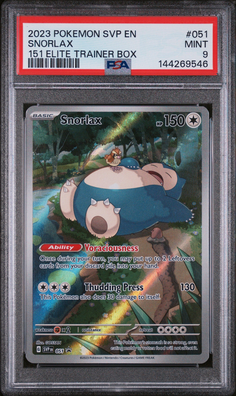 2023 Pokémon SVP EN Black Star Promo Snorlax #051 151 Elite Trainer Box PSA 9