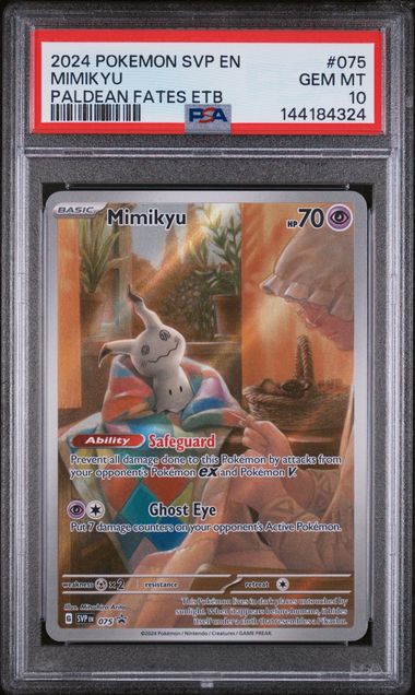 2024 Pokemon SVP EN Black Star Promo #075 Mimikyu Paldean Fates ETB PSA 10