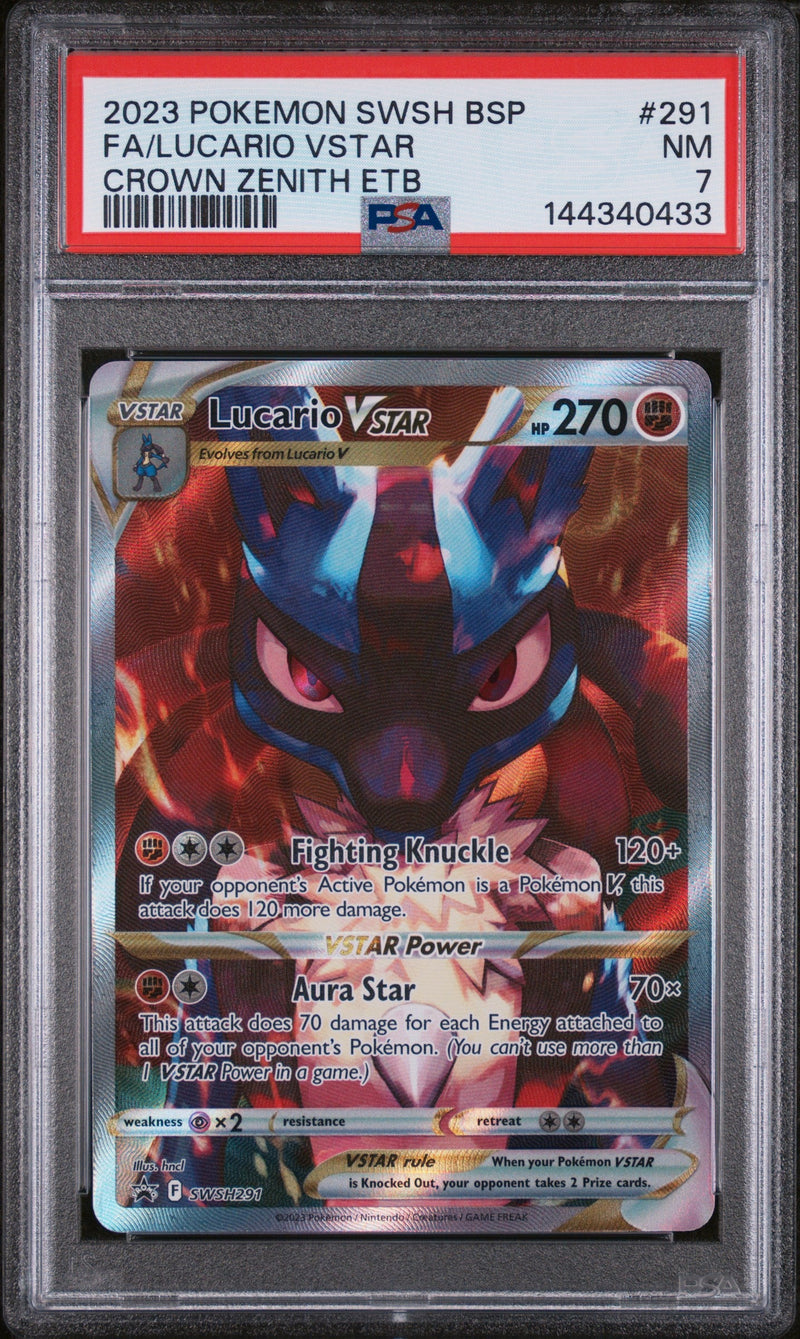 2023 Pokemon SWSH Black Star Promo #291 FA/Lucario VSTAR Crown Zenith ETB PSA 7