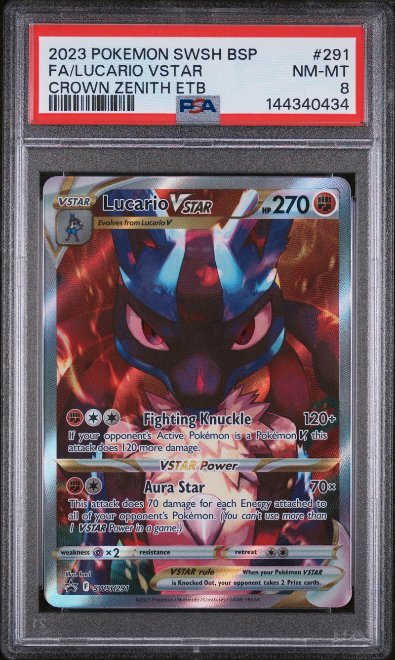 2023 Pokemon SWSH Black Star Promo #291 FA/Lucario VSTAR Crown Zenith ETB PSA 8