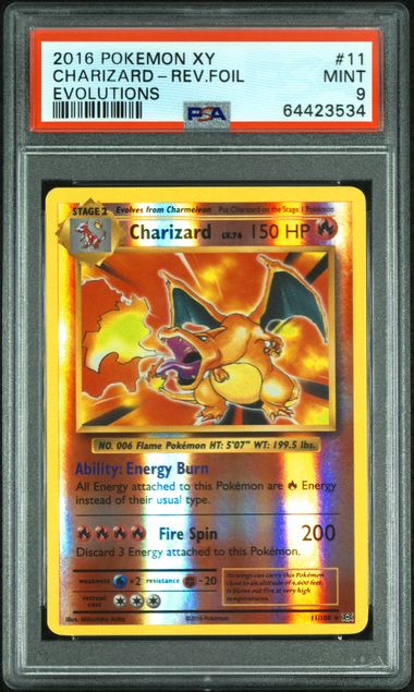 2016 Pokemon XY Evolutions #11 Charizard Rev. Foil PSA 9