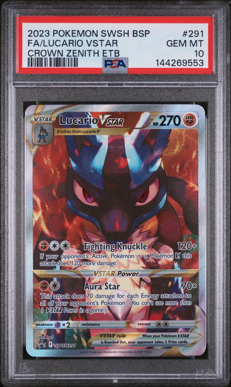 2023 Pokemon SWSH Black Star Promo #291 FA/Lucario VSTAR Crown Zenith ETB PSA 10