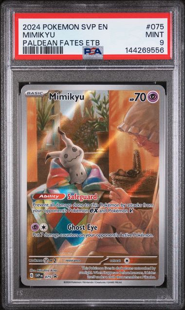 2024 Pokemon SVP EN-SV Black Star Promo #075 Mimikyu Paldean Fates ETB PSA 9