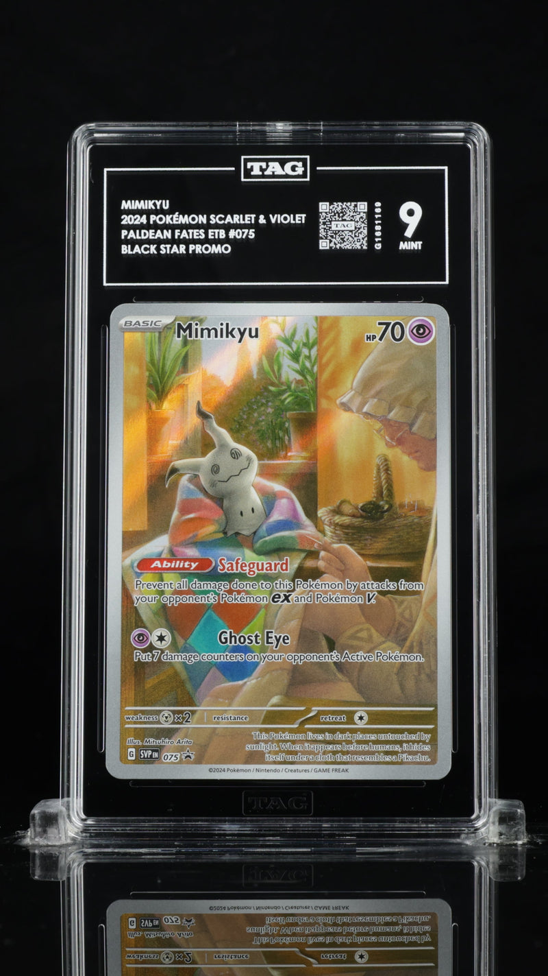 2024 Pokémon SVP EN-SV Black Star Promo #075 Mimikyu Paldean Fates ETB TAG 9