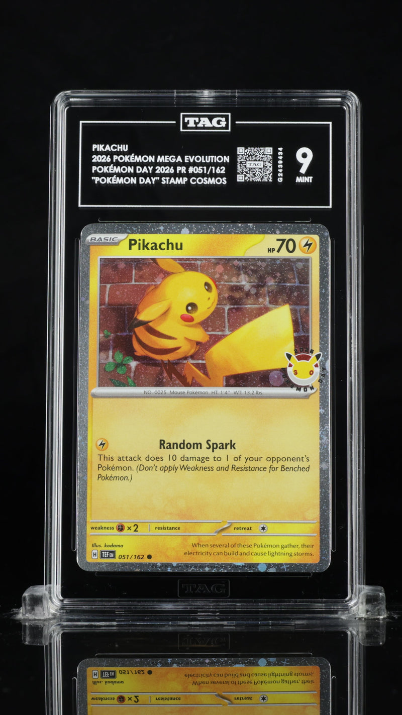 2026 Pokémon Mega Evolution Pokémon Day 2026 PR #051/162 Pikachu "Pokémon Day" Stamp Cosmos TAG 9