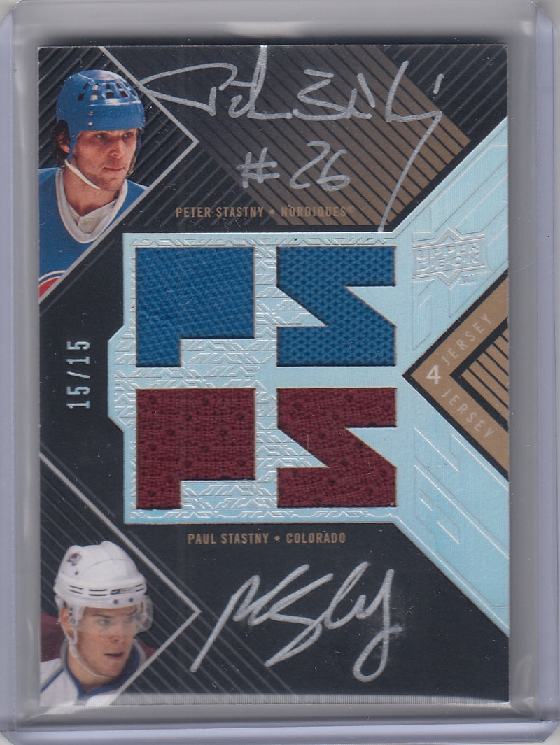 PETER STASTNY & PAUL STASTNY 2008/09 Upper Deck UD Black Dual Autographed Jersey [#15/15]