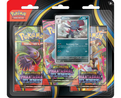 Pokemon - Mega Evolution - Phantasmal Flames - 3 Pack Blister - Weavile