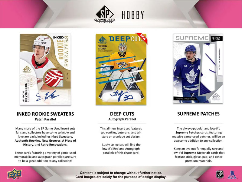 2023/24 Upper Deck SP Game Used Hockey Hobby Box