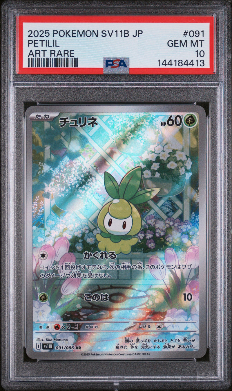 2025 Pokemon Japanese SV11B Black Bolt #091 Petilil Art Rare PSA 10