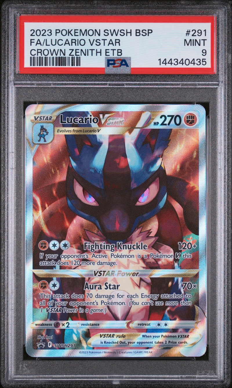 2023 Pokemon SWSH Black Star Promo #291 FA/Lucario VSTAR Crown Zenith ETB PSA 9