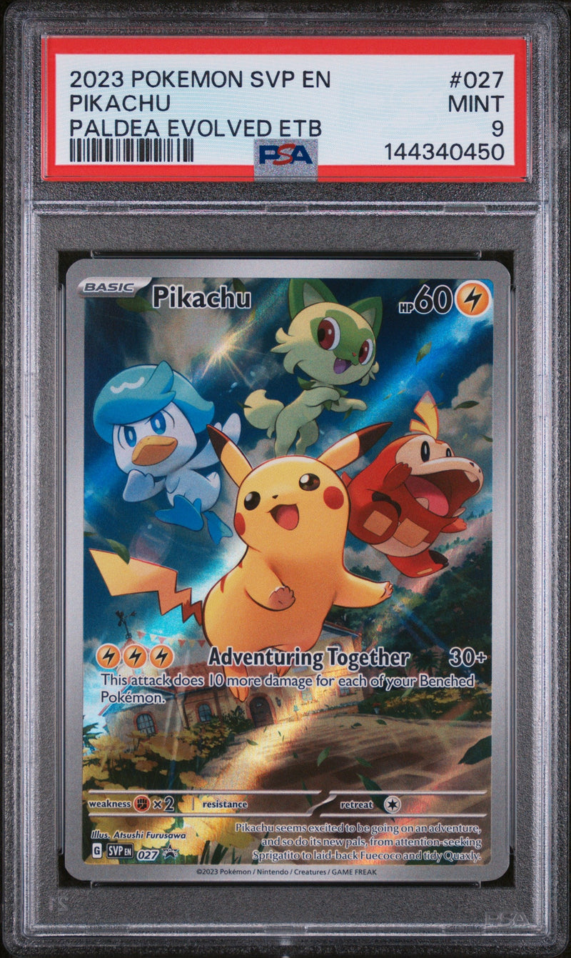 2023 Pokemon SV Black Star Promo #027 Pikachu Paldea Evolved ETB PSA 9