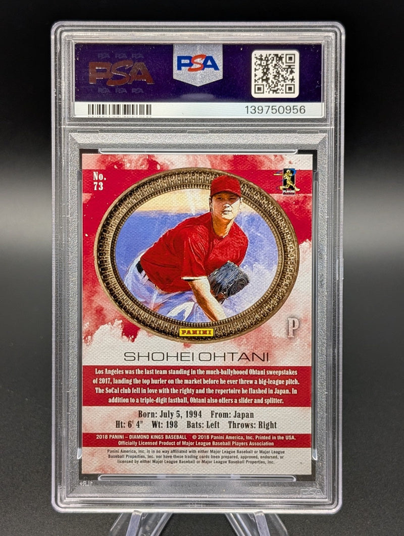 2018 Panini Diamond Kings Shohei Ohtani RC #73 Pitching/No Pinstripe PSA 10