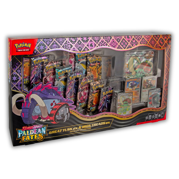 Pokémon Scarlet & Violet Paldean Fates – Great Tusk ex & Iron Treads ex Premium Collection