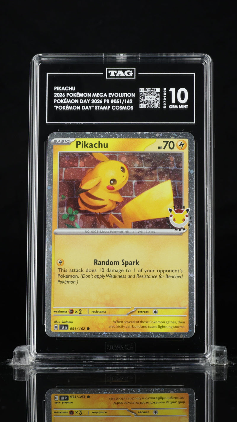 2026 Pokémon PIKACHU Mega Evolution #051/162 TAG 10 GEM MINT
