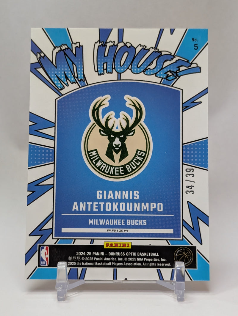 2024/25 Panini Donruss Optic Basketball MY HOUSE Giannis Antetokoumpo #34/39 Jersey Match
