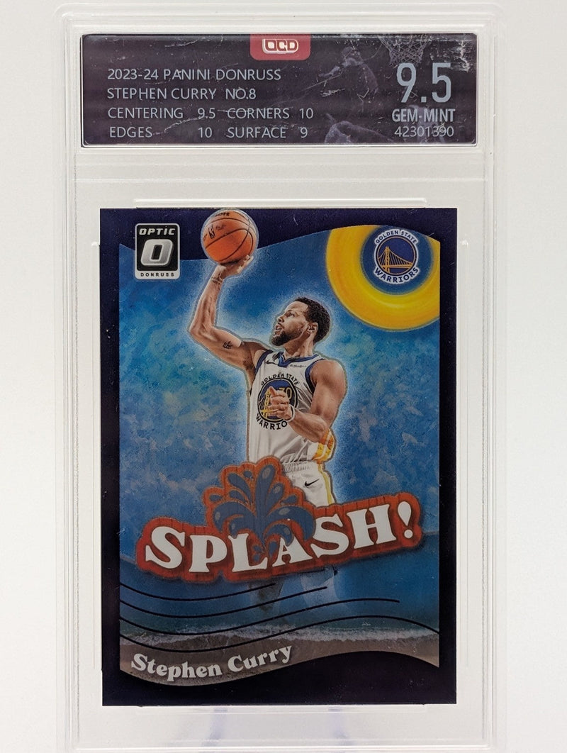 2023-24 Panini Donruss Optic Stephen Curry Splash! #8 OQD 9.5 Gem-Mint