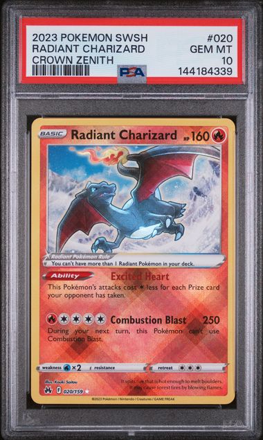 2023 Pokemon Sword & Shield Crown Zenith #020 Radiant Charizard PSA 10