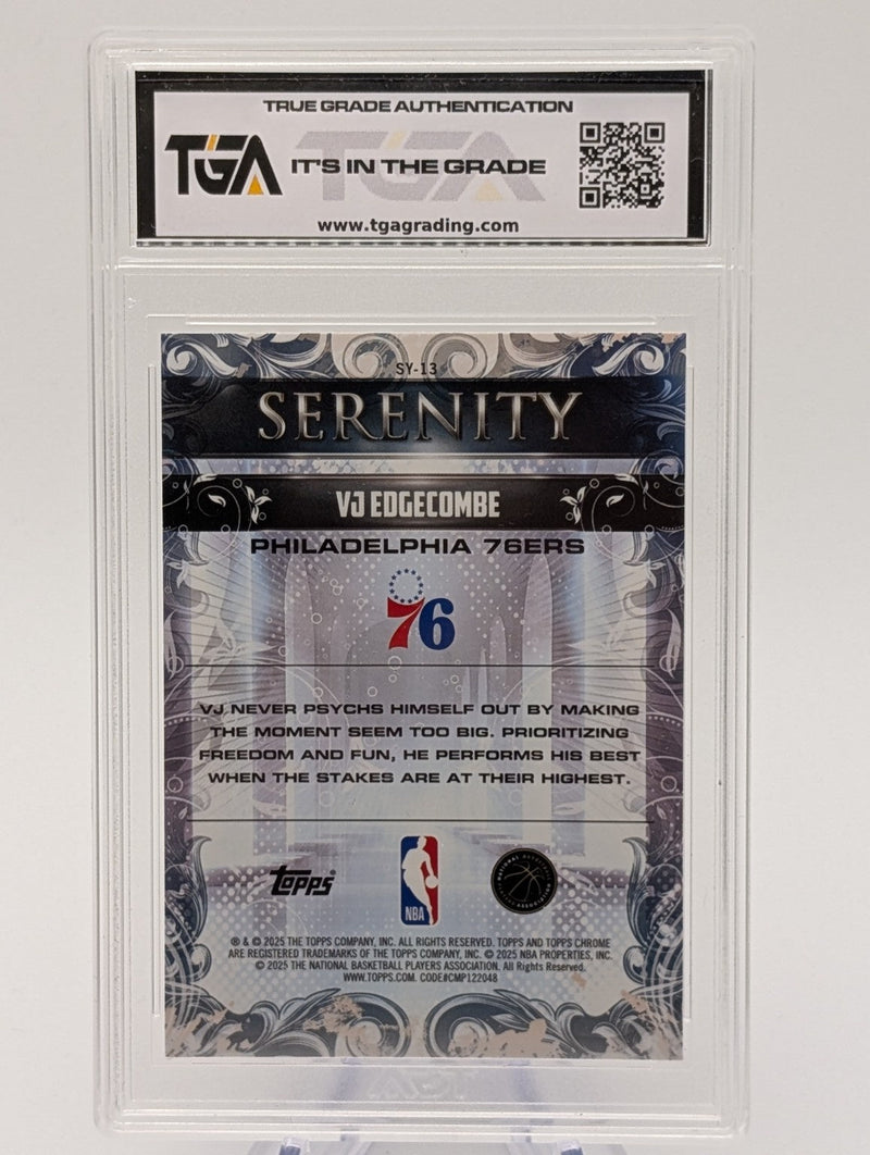 2025 Topps Chrome VJ Edgecombe #SY-13 Serenity Magenta Refractor 245/399 RC TGA 10 Gem Mint