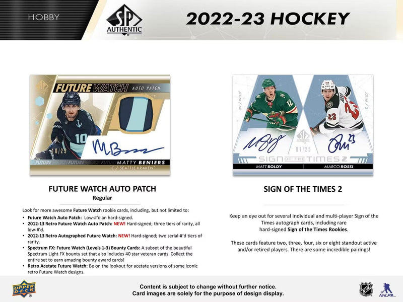 2022/23 Upper Deck SP Authentic Hockey Hobby Pack