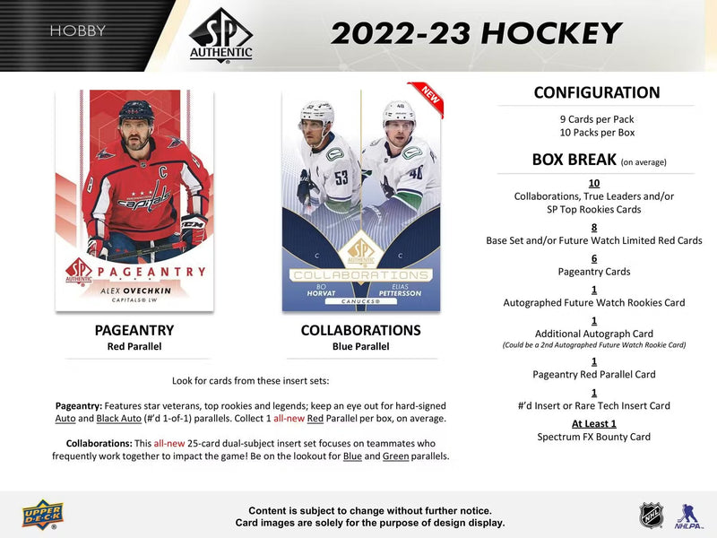 2022/23 Upper Deck SP Authentic Hockey Hobby Pack