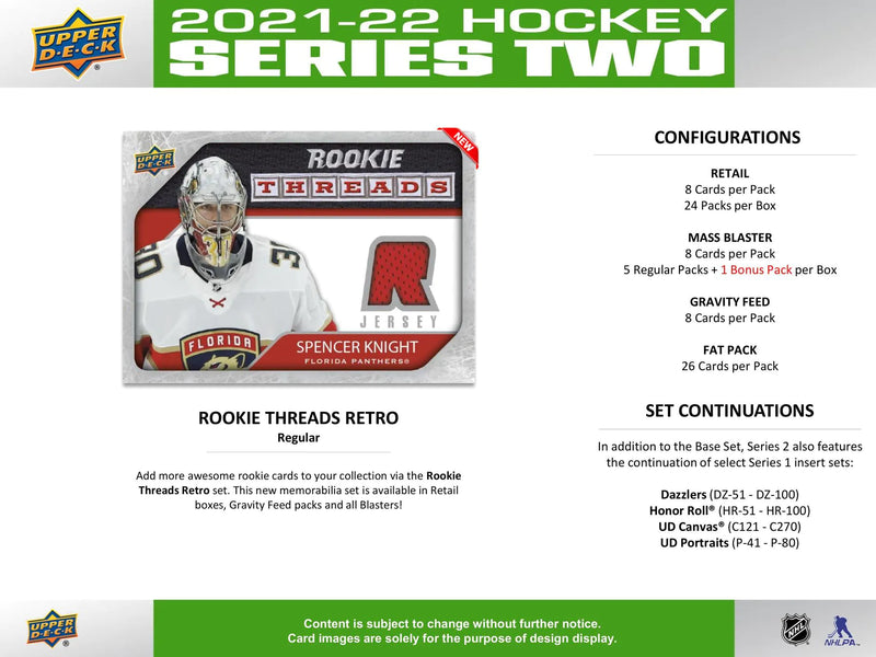 2021/22 Upper Deck Series 2 Hockey Retail Tin