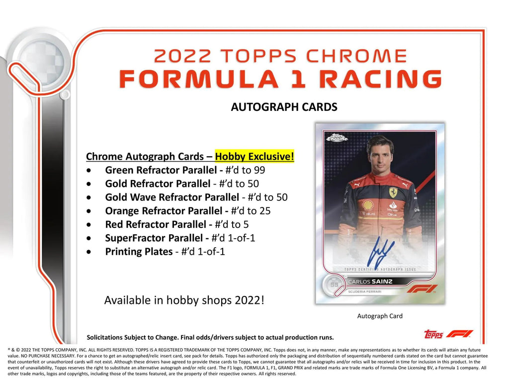 2022 Topps Chrome Formula 1 Racing Hobby Box | Maple Leaf Sports