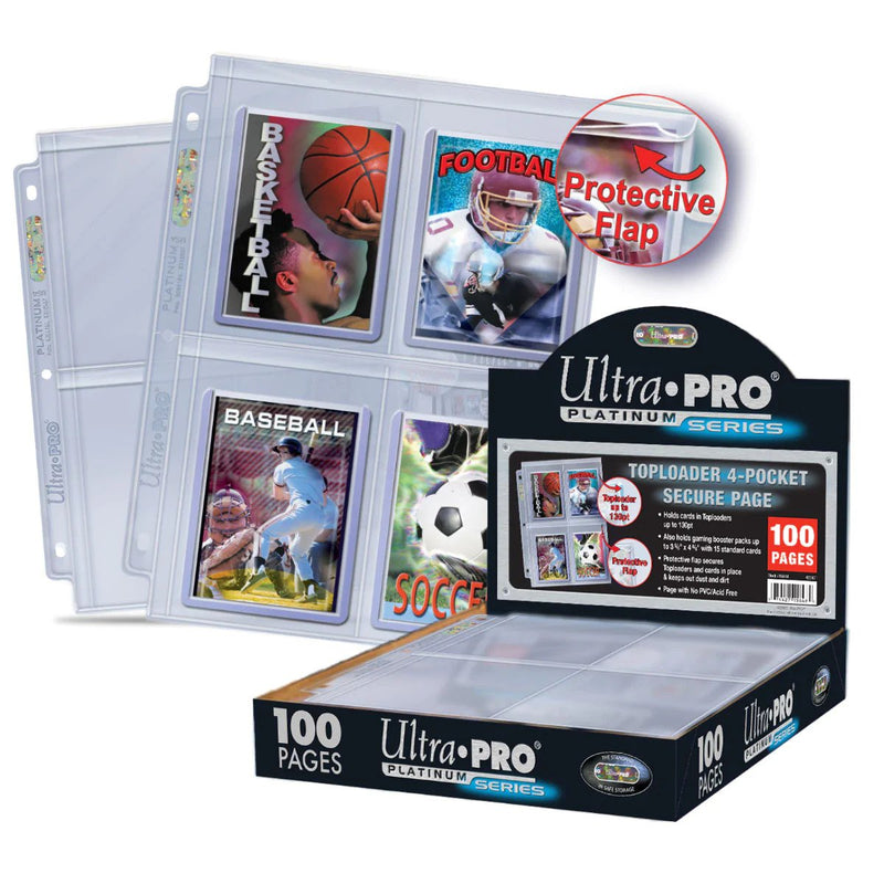 Ultra-Pro 4-Pocket Pages for Top Loader Cards (100 Count Box)